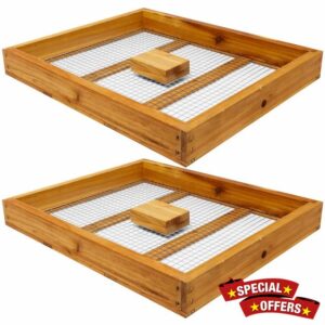 Enhanced Beehive Candy Board for Langstroth 10 Frame Bee Hive Candy Board Winter Beehive Candy Board for Bee Dipped in 100% Beeswax Bee Feeder Assembled Beekeeping Tools 2 Packs