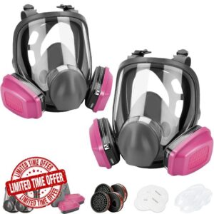 Full Face Respirator Mask with Filters - 2 Pack 6800 Gas Mask with 60921 & P-A-1 Activated Carbon Filter
