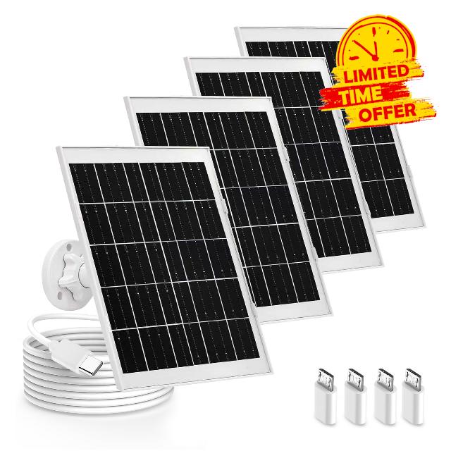 4 Pack 8W Camera Solar Panel Charger Cable Compatible with Eufycam SoloCam 3/3C s300/2