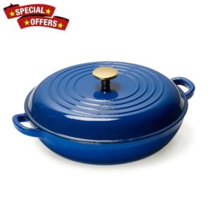 CAROTE 3.5QT Enameled Cast Iron Braiser Pan