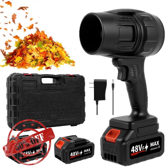 Cordless Leaf Blower with 2×21V Batteries & Fast Charger