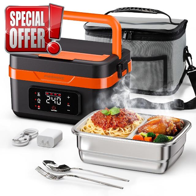 Electric Heated Lunch Box: Cordless 6.3-Cup Portable Food Warmer with 75W Fast Heating & Type-C