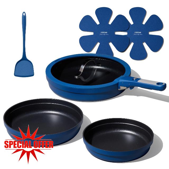 CAROTE 8Pcs Non Stick Frying Pans Set 3 Sizes(8