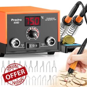 Preciva 935D Dual Pen Wood Burning Kit with Digital Display Wood Burning Tool with 2 Detachable Pens