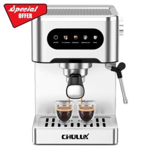 CHULUX Cube Espresso Machine with Milk Frother Steam Wand