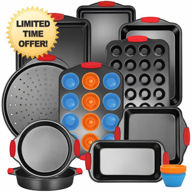 Baking Pans Set with Silicone Handles