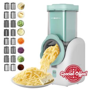 Upgraded 8-in-1 Electric Cheese Grater & Electric Cheese Shredder with 8 Interchangeable Blades for Cheese