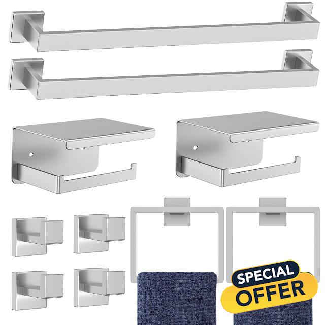 10-Pieces Brushed Nickel Bathroom Hardware Accessories Set