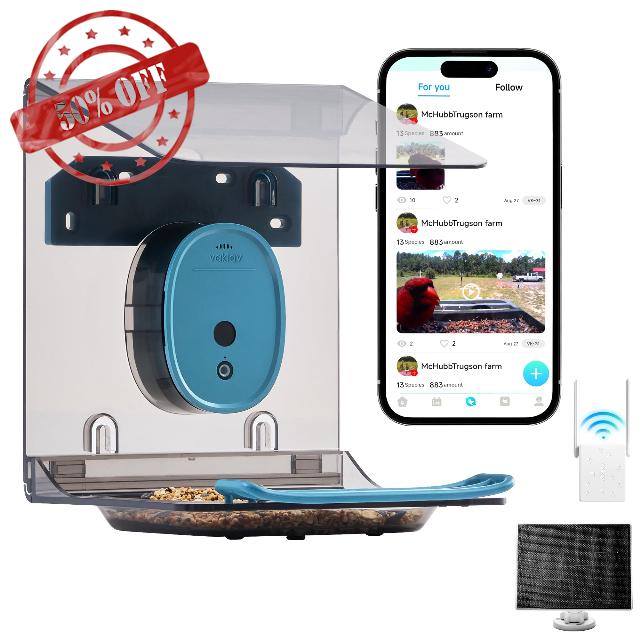 Smart Bird Feeder with Camera Solar Powered