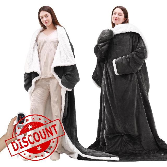 NIORSUN Heated Blanket Throw with Foot Pocket