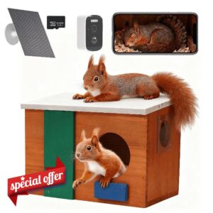 Squirrel House with with Camera Solar Powered- Squirrel Houses for Outside Nesting