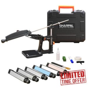 SHARPAL 202H Precision Knife Sharpening System–Adjustable Angle 10–35° Knife Sharpener Kit with 7 Abrasive Plates (Diamond 220/325/600/1000