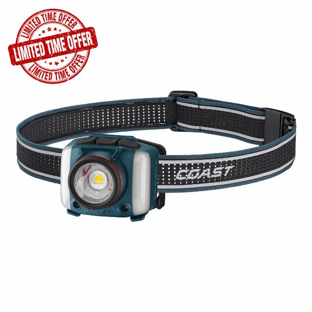 Coast FL97R Voice-Controlled 1200 Lumen Rechargeable LED Headlamp with Pure Beam® Spot & Flood