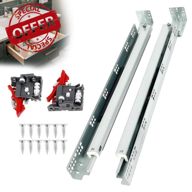 FAHKNS 18 Inch Undermount Drawer Slides 8 Pair，Soft Close Drawer Slides，Hidden Heavy Duty Cabinet Slides with Adjustable Handle & Rear Mounting Bracket