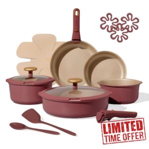 CAROTE 18Pcs Titanium Reinforced NonstickPots and Pans Set