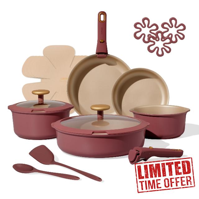CAROTE 18Pcs Titanium Reinforced NonstickPots and Pans Set