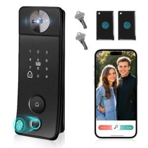 Smart Lock with Camera & Doorbell 6in1 Keyless Entry (Fingerprint/APP/Keypad Code/NFC/Temp Code/Key)