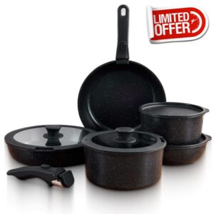 GOURMETIFIC® Pots and Pans Cookware Set [11 PIECES] - Non Toxic Ceramic Coated Cooking Ware - Induction