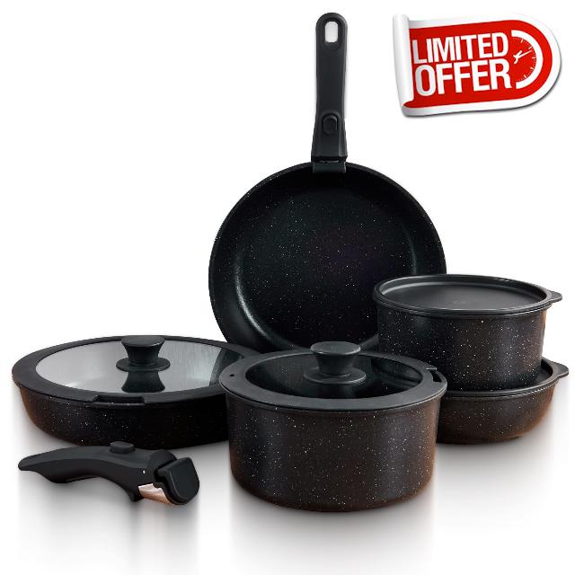 GOURMETIFIC® Pots and Pans Cookware Set [11 PIECES] - Non Toxic Ceramic Coated Cooking Ware - Induction