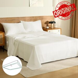 100% Egyptian Long-Staple Cotton Queen Bed Sheet Set with Drawstring and 360°Elastic for Tight Fit