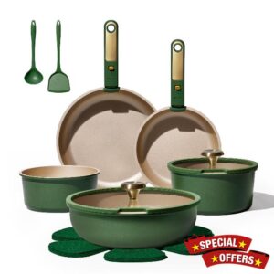 CAROTE Green&Gold Nonstick Cookware Set