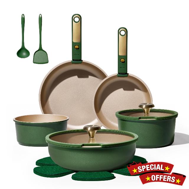 CAROTE Green&Gold Nonstick Cookware Set