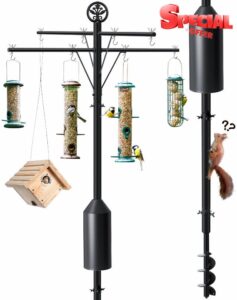Feekoon 95 Inch Bird Feeder Pole with Torpedo Squirrel Proof Baffle