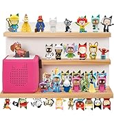 Gieanoo for Tonies Shelf Magnetic,Solid Pine Wooden Wall Floating Shelves for 48 Characters Stora...