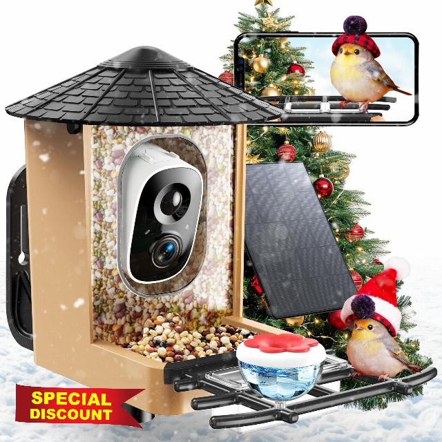 Smart Bird Feeder with Camera with AI Identify Birds Species & Solar Panel