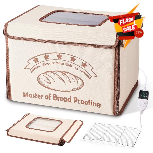 Bread Proofing Box with 68-113℉ Temp Control & 99H Timer - Folding Bread Proofer Sourdough Proofing Box with Metal Rack Warming Foldable Proofer for Dough