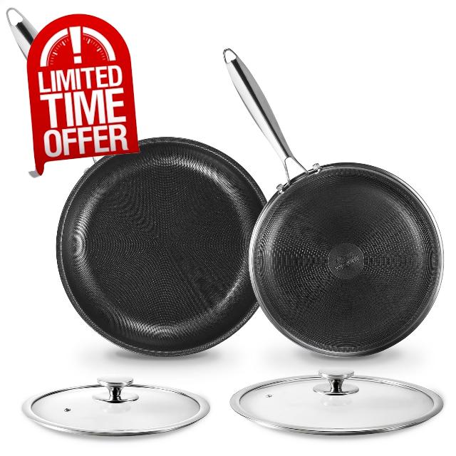 KOKHUB Nonstick Titanium Ceramic Frying Pans with Lids