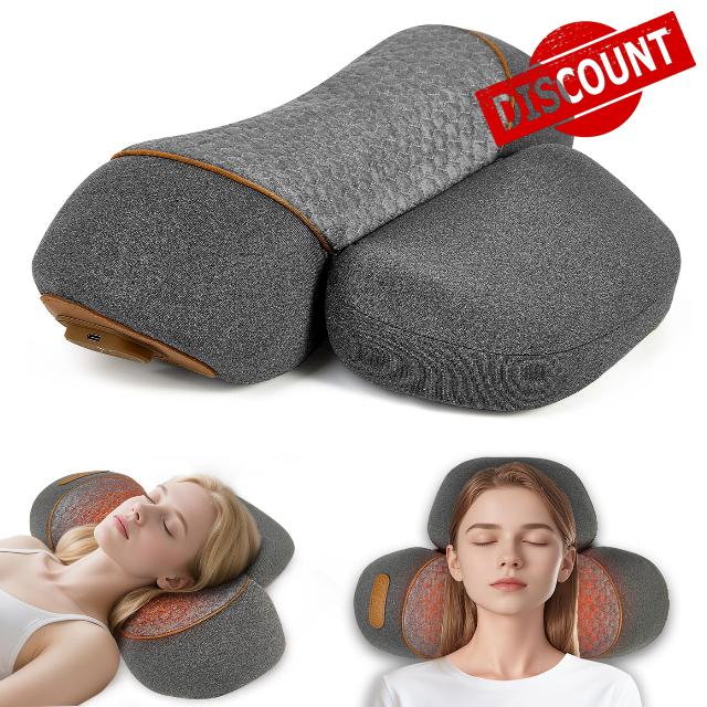 3-in-1 Rechargeable Neck Massager Pillow with Heating & Traction - Deep Tissue Pain Relief
