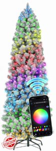 HOLLO STAR 6 ft Flocked Prelit Christmas Tree with 250 LED Lights