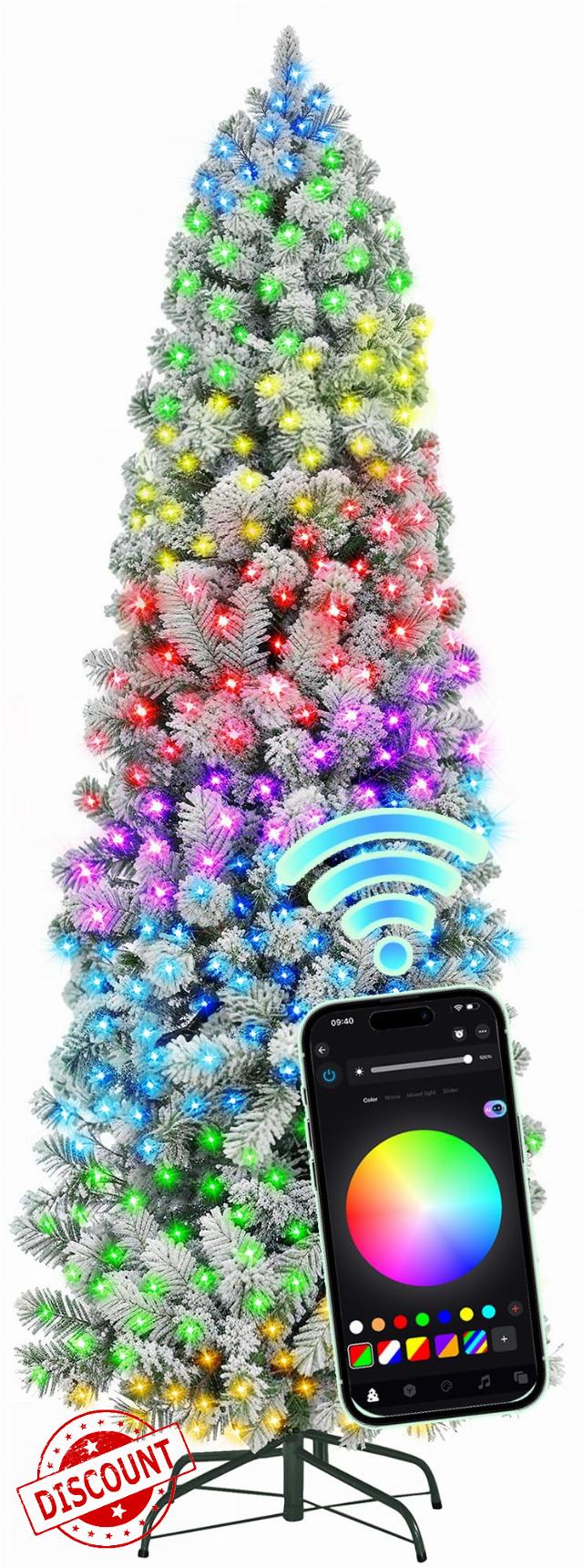 HOLLO STAR 6 ft Flocked Prelit Christmas Tree with 250 LED Lights