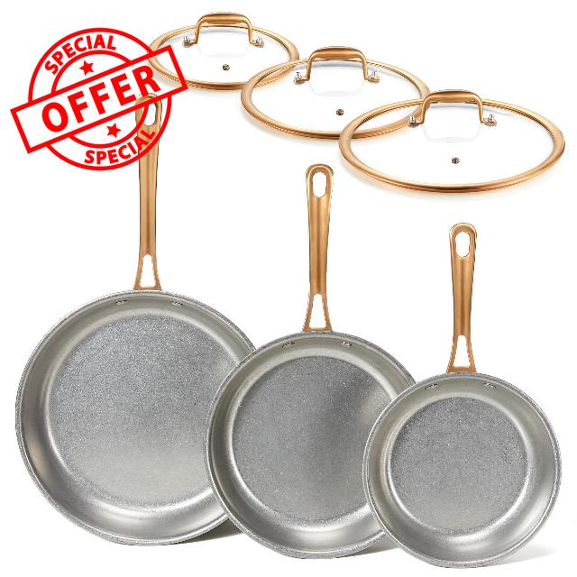 KOKHUB Tri-Ply Stainless Steel Frying Pans Set