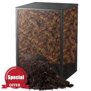 Compost Bin Outdoor - Large 93 Gallon Metal Perforated Sheet Compost Bucket with Rust-Proof Coating