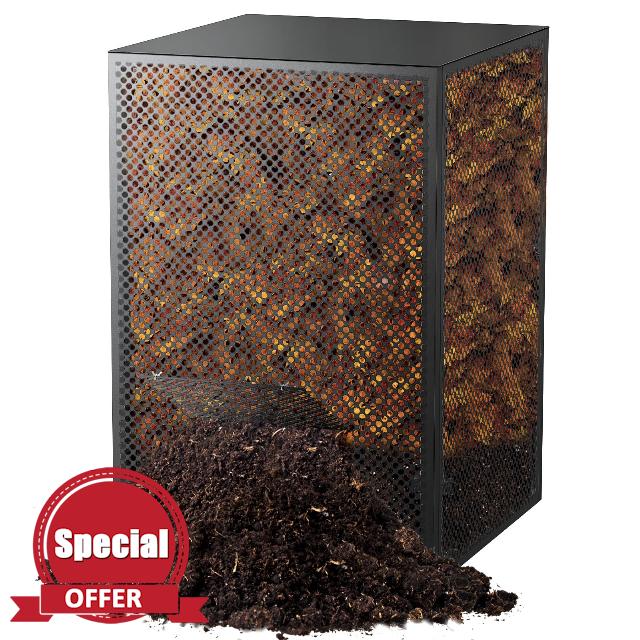 Compost Bin Outdoor - Large 93 Gallon Metal Perforated Sheet Compost Bucket with Rust-Proof Coating