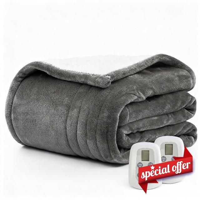 Heated Blanket Electric Blanket Queen Size 84"x90" Fast Heating Electric Blanket with Dual Control 10 Heat Levels & 10 Hours Auto-Off Overheat Protection Cozy Soft Flannel Heated Throw Blanke