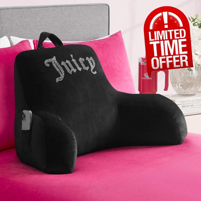 Juicy Couture Velour Backrest Pillow with Rhinestone Juicy Logo - 30"x17"