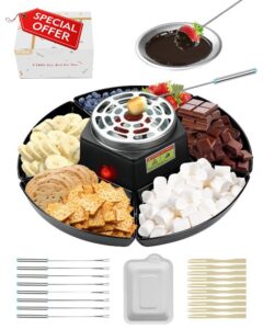 Smores Kit Roaster & Fondue Set with Temperature Control – Electric Chocolate Melter for Indoor Marshmallow Roasting