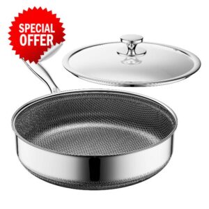 Frying Pans Nonstick with Lid，Hybrid Nonstick 5-Quart Deep Sauté Pan