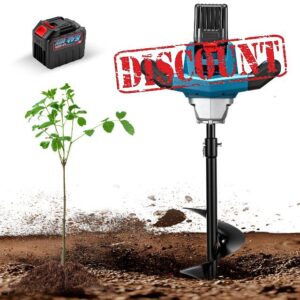 NEWTRY 1200W Electric Post Hole Digger Cordless Earth Auger with Reverse Function 6” x 31.5” Drill Bit Adjustable Speed Power Digging Machine for Farming Landscaping Construction Gardening