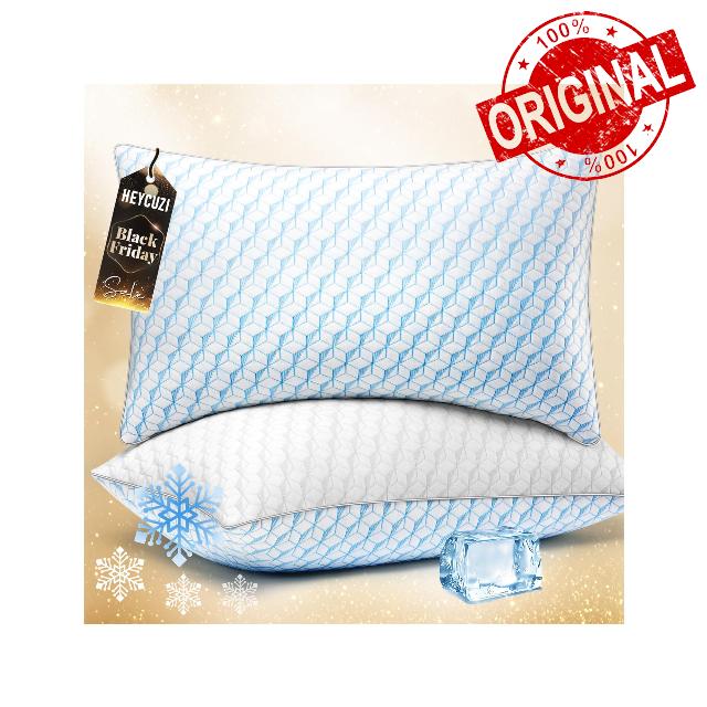 Cooling Bed Pillows Queen Size - Down Alternative Breathable Soft Pillows Set of 2 for Side