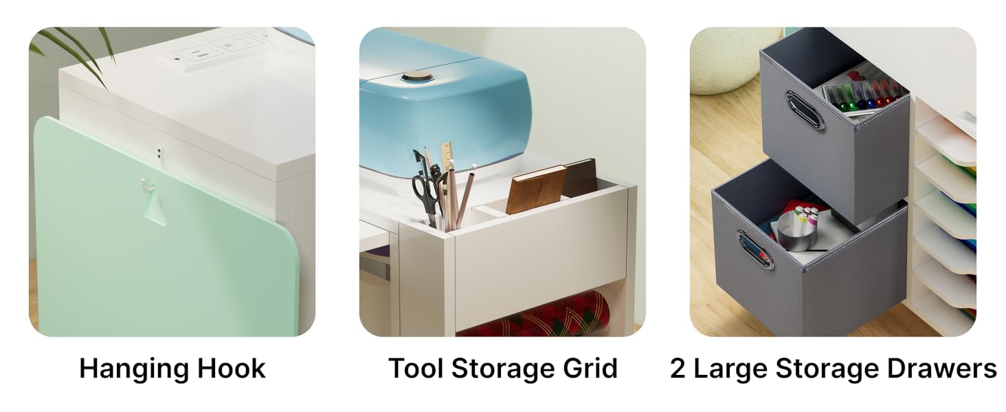 cricut craft table rolling storage cart with drawers