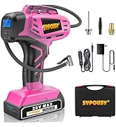 Sypousy Air Compressor 20V Battery & 12V Car Power Supply, Portable Cordless Electric Compressor,...