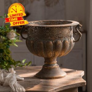 Vintage Urn Planter with Embossed Pattern