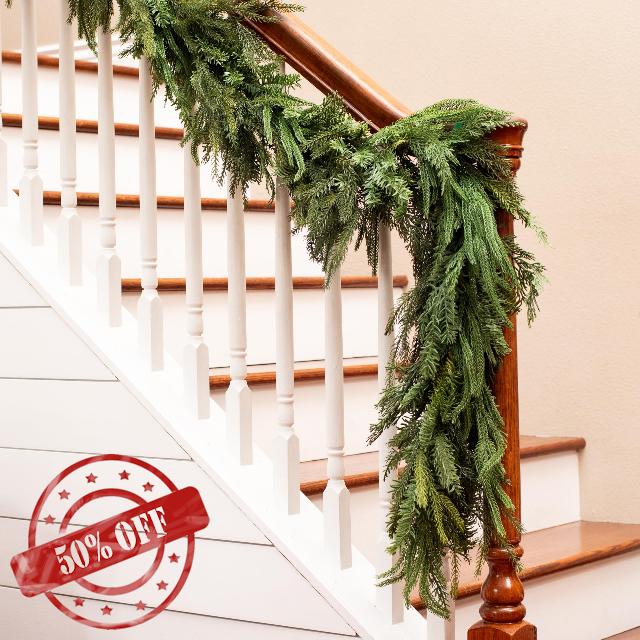 Mixed Norfolk Pine Garland with Evergreen