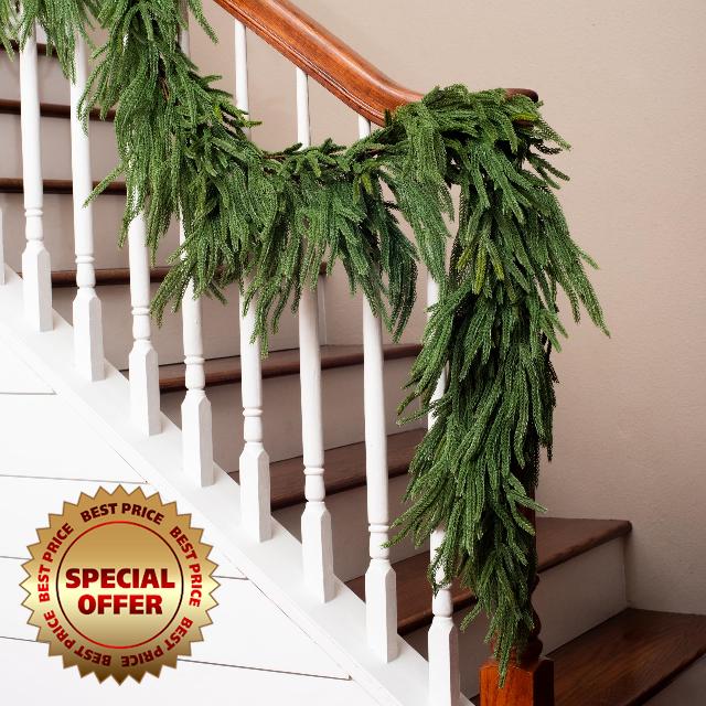 Extra Full 6 ft Real Touch Norfolk Pine Garland Realistic 6ft
