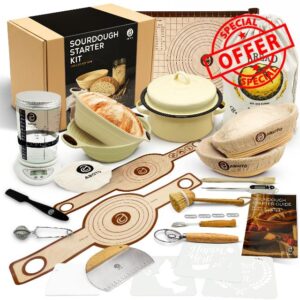 Sourdough Starter Kit with Dutch Oven and Scale - Complete Sourdough Kit with Proofing Baskets