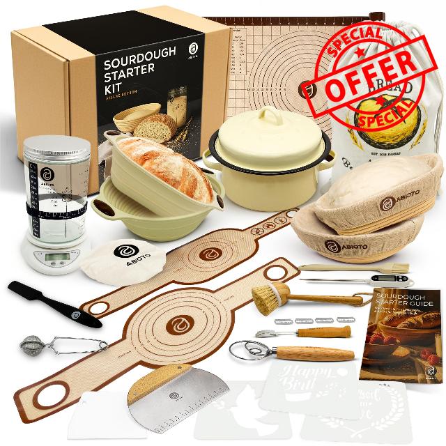 Sourdough Starter Kit with Dutch Oven and Scale - Complete Sourdough Kit with Proofing Baskets